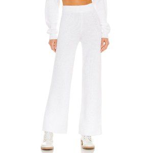 Adam Selman Sport Carbon38 Sequin Rib Knit Lounge Pants White w/Gold Sequins XS
